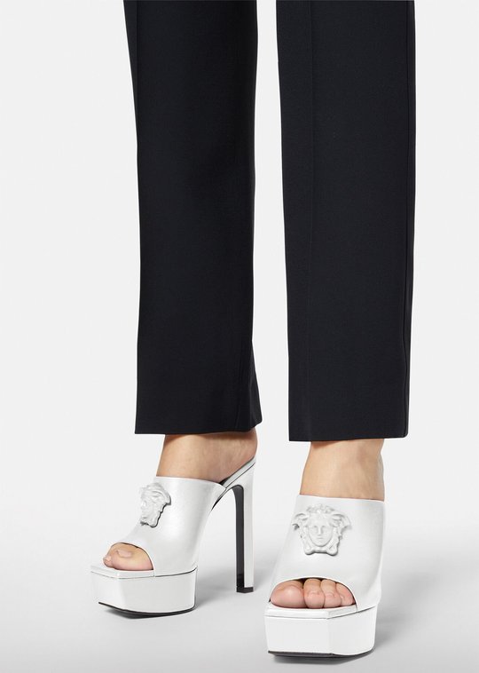 White La Medusa Platform Mules - Women's Designer Shoes - Bagsfits