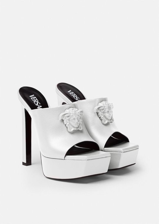 White La Medusa Platform Mules - Women's Designer Shoes - Bagsfits