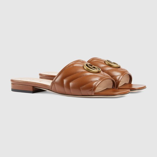 Brown Women's Slide With Double G - Women's Designer Sandals