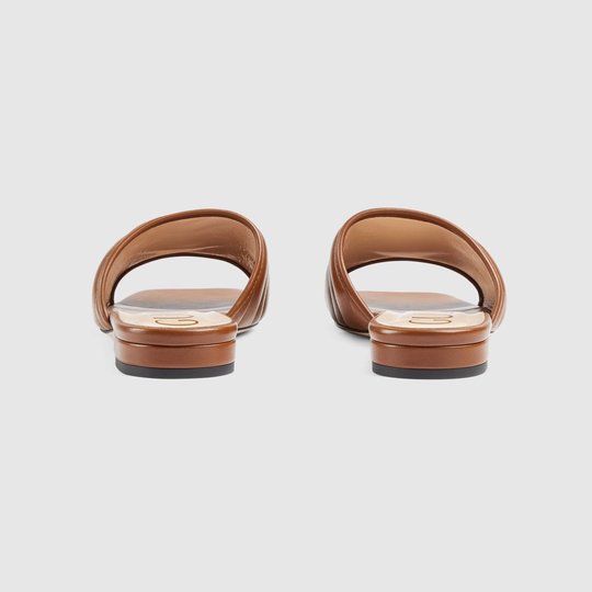 Brown Women's Slide With Double G - Women's Designer Sandals