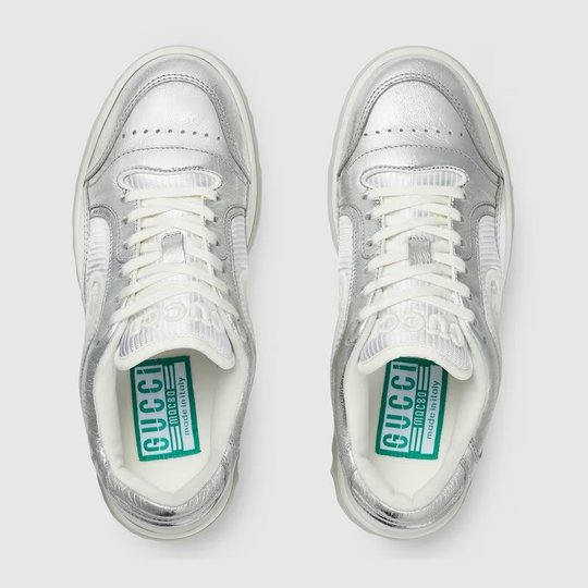 Metallic Silver Leather Women's MAC80 Sneaker - Women's Designer Shoes