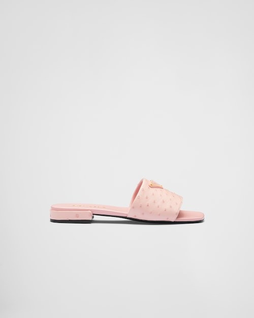Ostrich Leather Slides - Women's Designer Shoes