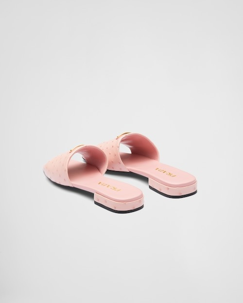 Ostrich Leather Slides - Women's Designer Shoes