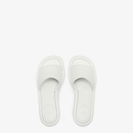 Baguette White Nappa Leather Slides - Women's Designer Shoes