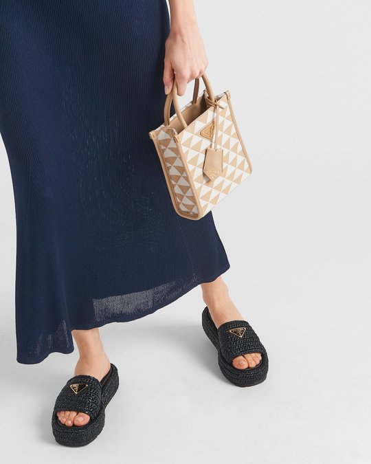 Black Crochet Flatform Slides - Women's Designer Shoes