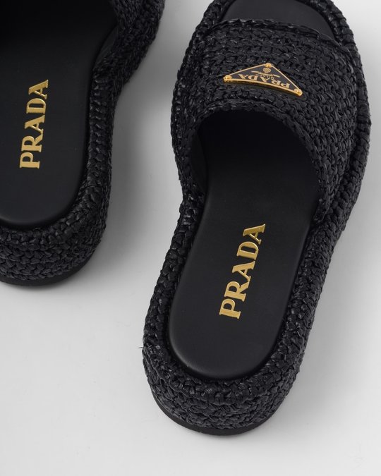 Black Crochet Flatform Slides - Women's Designer Shoes