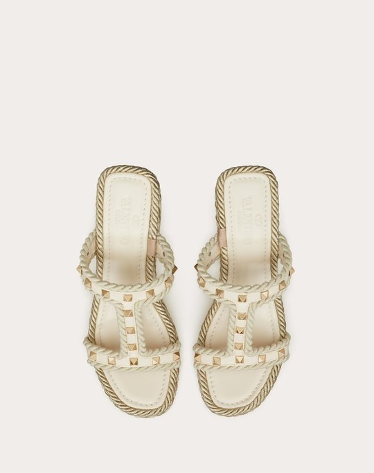 Rockstud Wedge In Calfskin 90 Mm - Women's Designer Shoes
