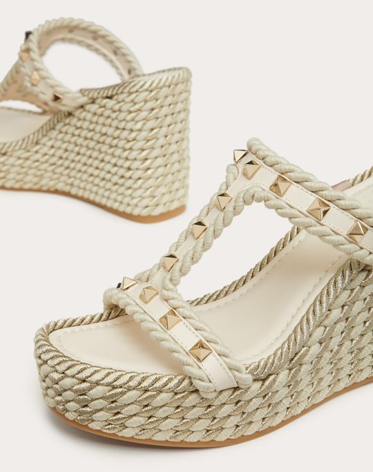 Rockstud Wedge In Calfskin 90 Mm - Women's Designer Shoes