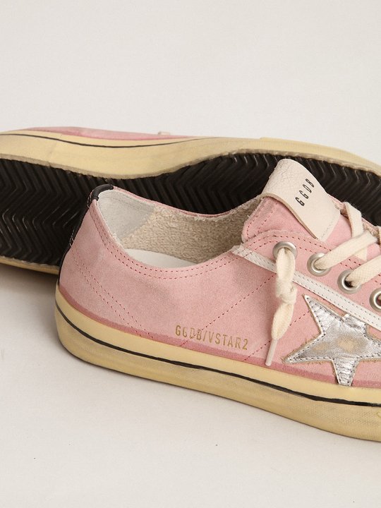 V-Star Ltd In Baby Pink Suede With Silver Star - Women's Designer Shoes