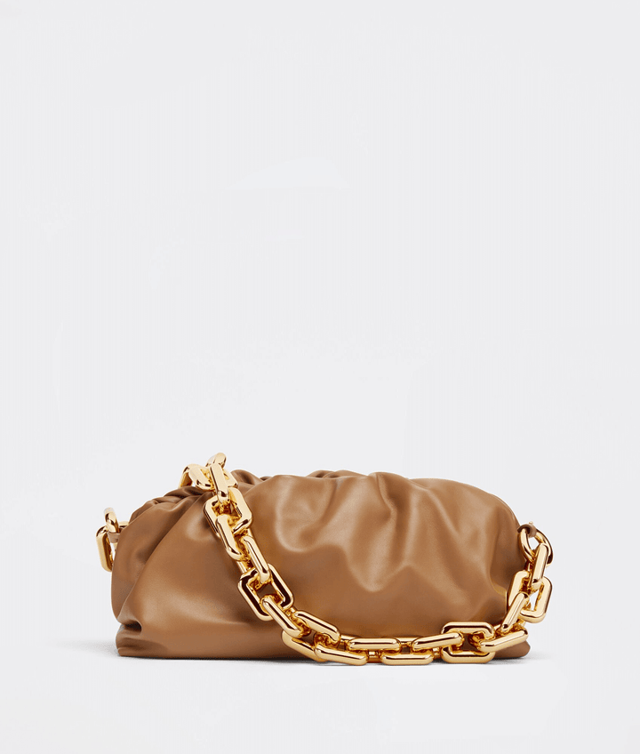 Teak Chain Pouch Leather Bag - Leather Women's Handbag - Bagsfits