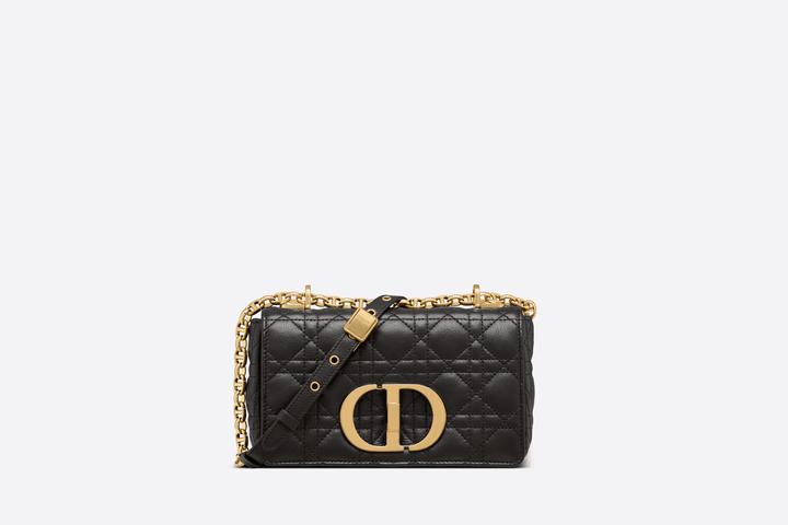 Black Supple Cannage Calfskin Small Caro Bag - Women’s Leather Bag