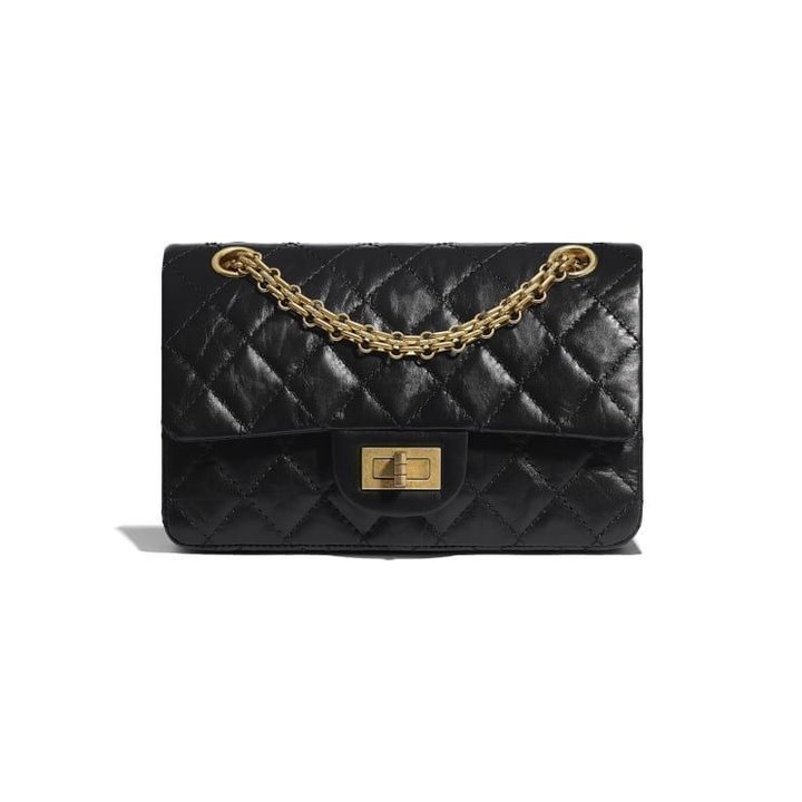 Black Aged Calfskin Mini 2.55 Handbag - Leather's Women Shoulder Bag