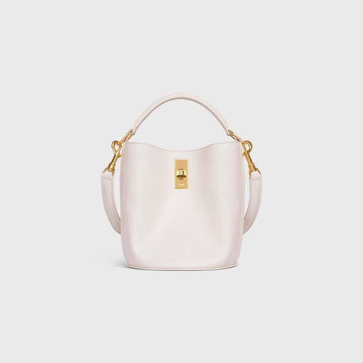 Rice Teen Bucket 16 In Smooth Calfskin - Leather Women's Handbag - Bagsfits