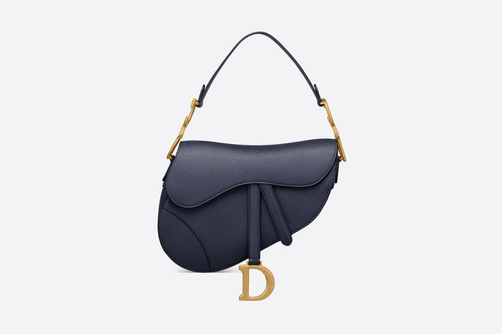 Indigo Blue Grained Calfskin Saddle Bag - Women’s Leather Bag