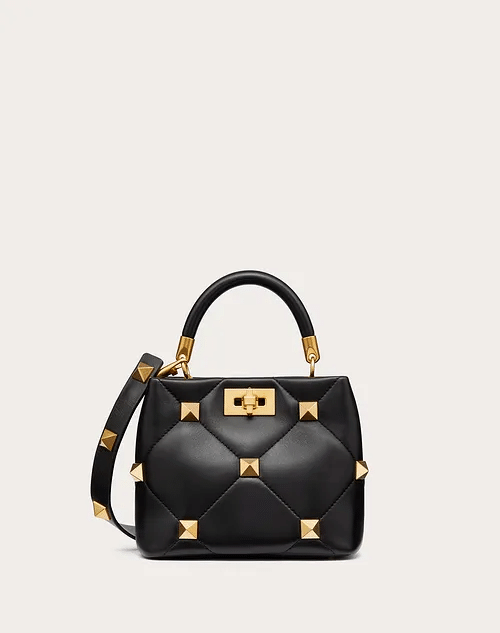 Small Roman Stud The Handle Bag in Nappa - Leather Women's Handbag - Bagsfits
