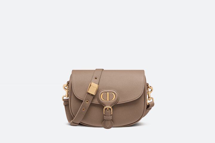Warm Taupe Grained Calfskin Medium Bobby Bag - Leather Women's Handbag - Bagsfits