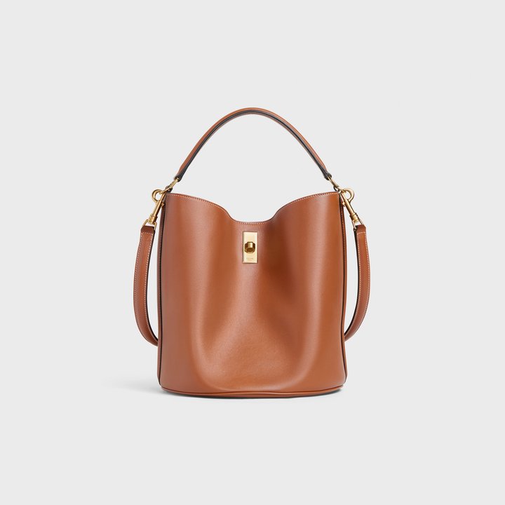 Tan Bucket 16 Bag In Smooth Calfskin - Leather Women's Handbag - Bagsfits