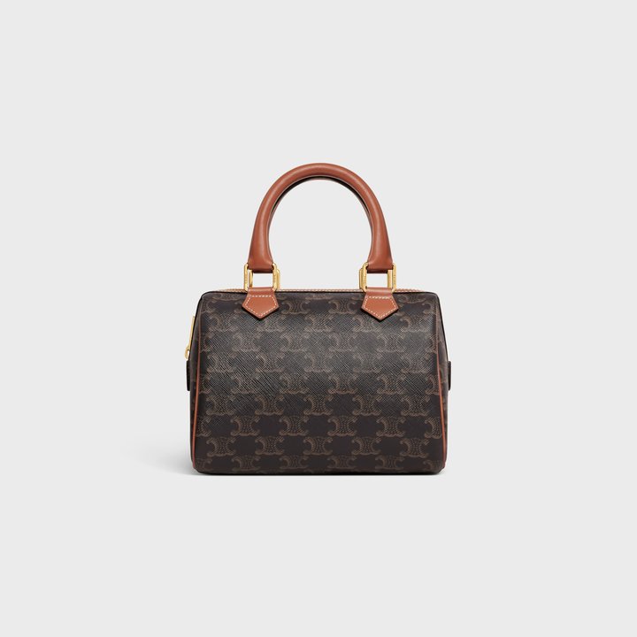 Tan Small Boston In Triomphe Canvas And Calfskin - Leather Women's Handbag - Bagsfits