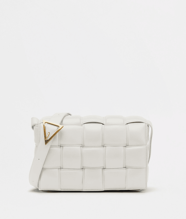 Chalk Padded Cassette Leather Bag - Leather Women's Handbag - Bagsfits