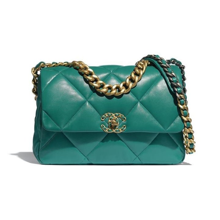 Green Lambskin Chnl 19 Large HandBag - Leather's Women Shoulder Bag