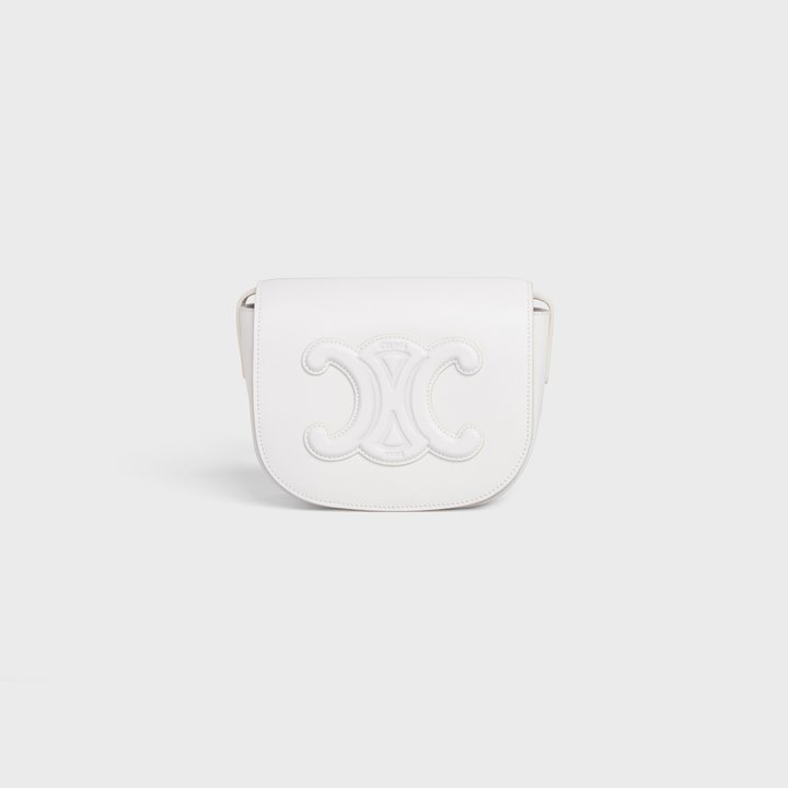 White Folco Cuir Triomphe In Smooth Calfskin - Leather Women's Handbag - Bagsfits