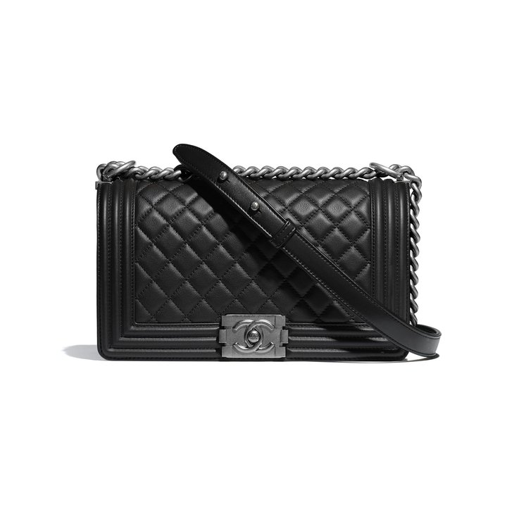 Black Calfskin Medium Boy Bag - Leather Women's Handbags
