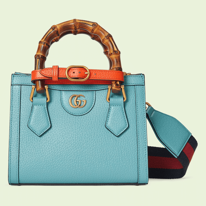Light Blue Diana Mini Tote Bag - Leather Women's Handbag - Bagsfits