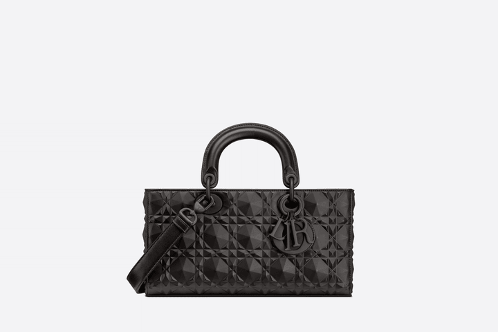 Black Cannage Calfskin With Diamond Motif - Leather Women's Handbag - Bagsfits
