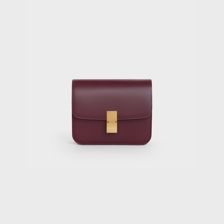 Burgundy Teen Classic Bag In Box Calfskin - Leather Women's Handbag - Bagsfits