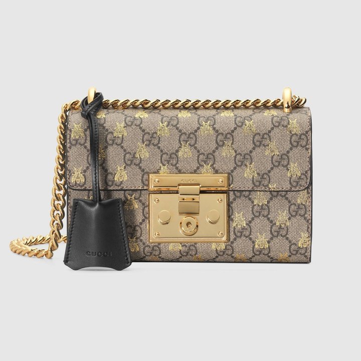 Padlock Small GG Bees Shoulder Bag - Leather Women's Handbag