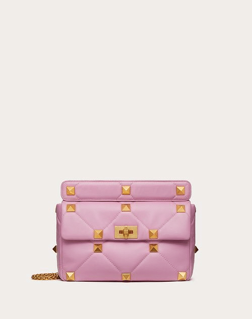 Large Roman Stud The Shoulder Bag In Nappa With Chain - Leather Women's Handbag - Bagsfits