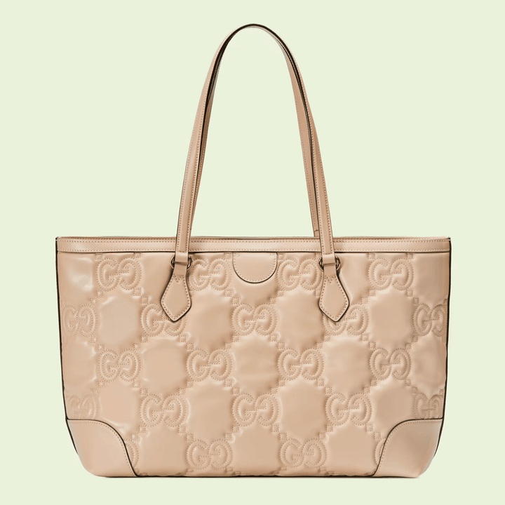 Beige GG Matelassé Leather Medium Tote Bag - Leather Women's Handbag - Bagsfits
