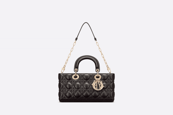 Black Cannage Lambskin Lady D-Joy Bag - Leather Women's Handbag - Bagsfits