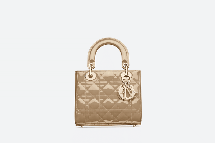 Beige Patent Cannage Calfskin Small Lady Bag - Leather Women's Handbag - Bagsfits