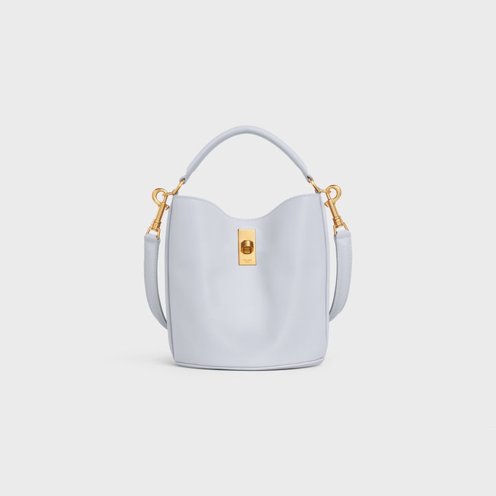 Light Grey Teen Bucket 16 In Smooth Calfskin - Leather Women's Handbag - Bagsfits