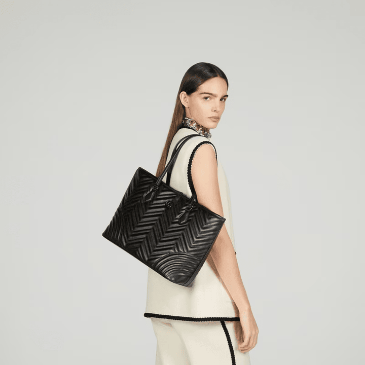 Black GG Marmont Large Tote Bag - Leather Women's Handbag - Bagsfits