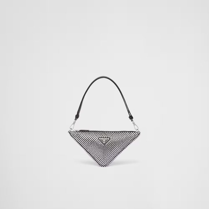 PRD Triangle Satin Mini-Bag With Crystals - Leather Women's Handbag - Bagsfits