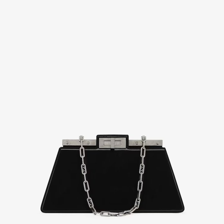 Peekaboo Cut Medium Black Leather Bag - Leather Women's Handbag - Bagsfits
