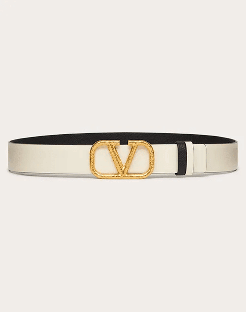 Reversible Vlogo Signature Belt In Grainy Calfskin 30MM - Leather Women's Belts - Bagsfits