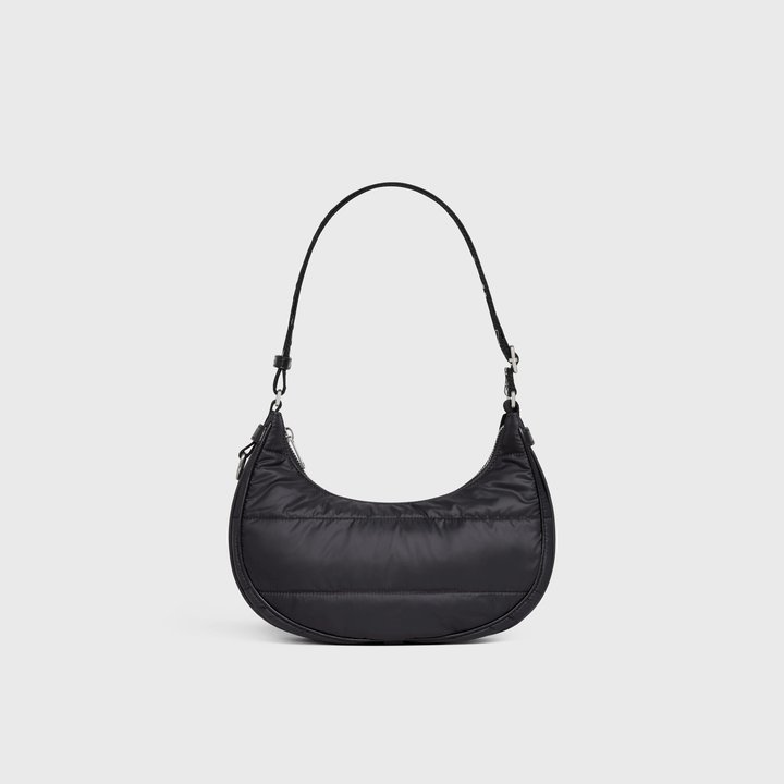 Black Medium Ava Bag With Celine Strap In Quilted Nylon - Leather Women's Handbag - Bagsfits