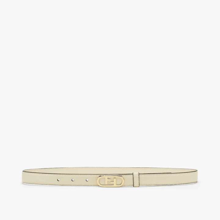 White Leather Belt Narrow Belt With Loop And O’Lock Stud Buckle - Leather Women's Belts - Bagsfits