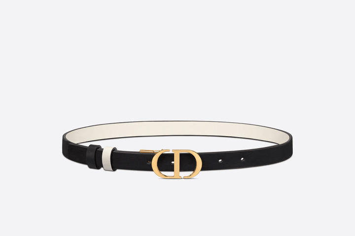 Black And Latte Smooth Calfskin 30 Montaigne Reversible Belt - Leather Women's Belts - Bagsfits