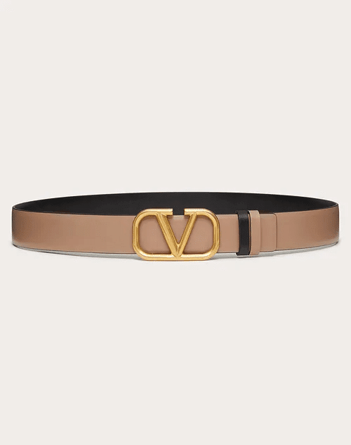 Reversible Vlogo Signature Belt In Shiny Calfskin 30MM - Leather Women's Belts - Bagsfits