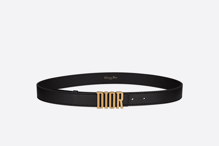 Black Smooth Calfskin D-Fence Belt - Leather Women Belt