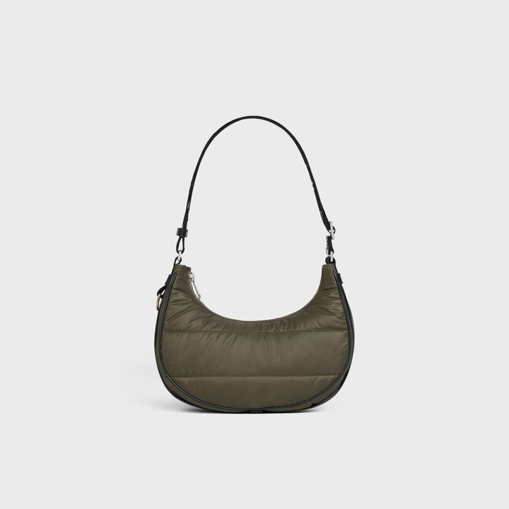 Khaki Medium Ava Bag With Celine Strap In Quilted Nylon - Leather Women's Handbag - Bagsfits