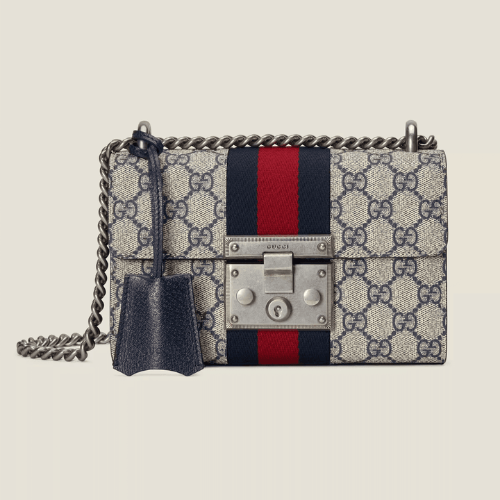 Beige & Blue GG Padlock Small Shoulder Bag - Leather Women's Handbag - Bagsfits