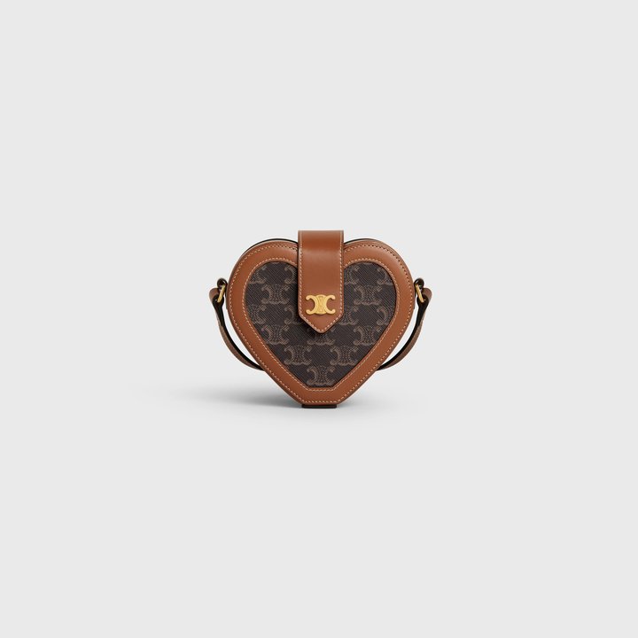 Tan Heart Tambour In Triomphe Canvas And Calfskin - Leather Women's Handbag - Bagsfits