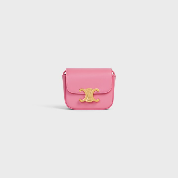 Flamingo Mini Triomphe In Shiny Calfskin - Leather Women's Handbag - Bagsfits