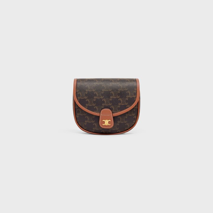 Tan Mini Besace In Triomphe Canvas And Calfskin - Leather Women's Handbag - Bagsfits