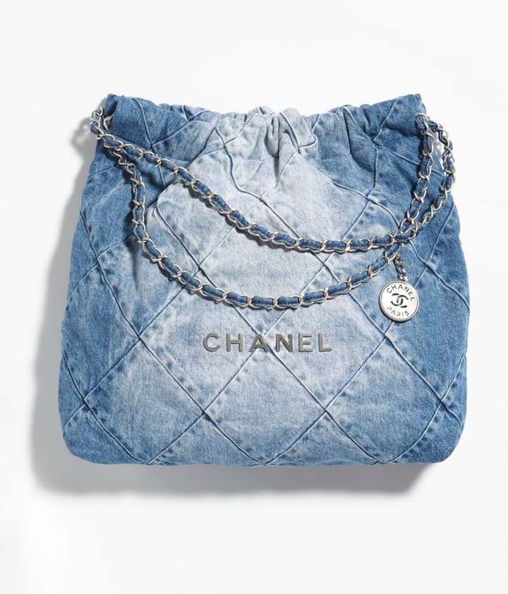 Washed Denim & Silver-Tone Metal Chnl 22 Handbag - Leather Women's Handbag - Bagsfits